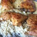 Μπουτάκια κοτόπουλου με ρύζι στο ταψί