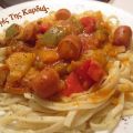 Linguini με πιπεριές και λουκάνικα